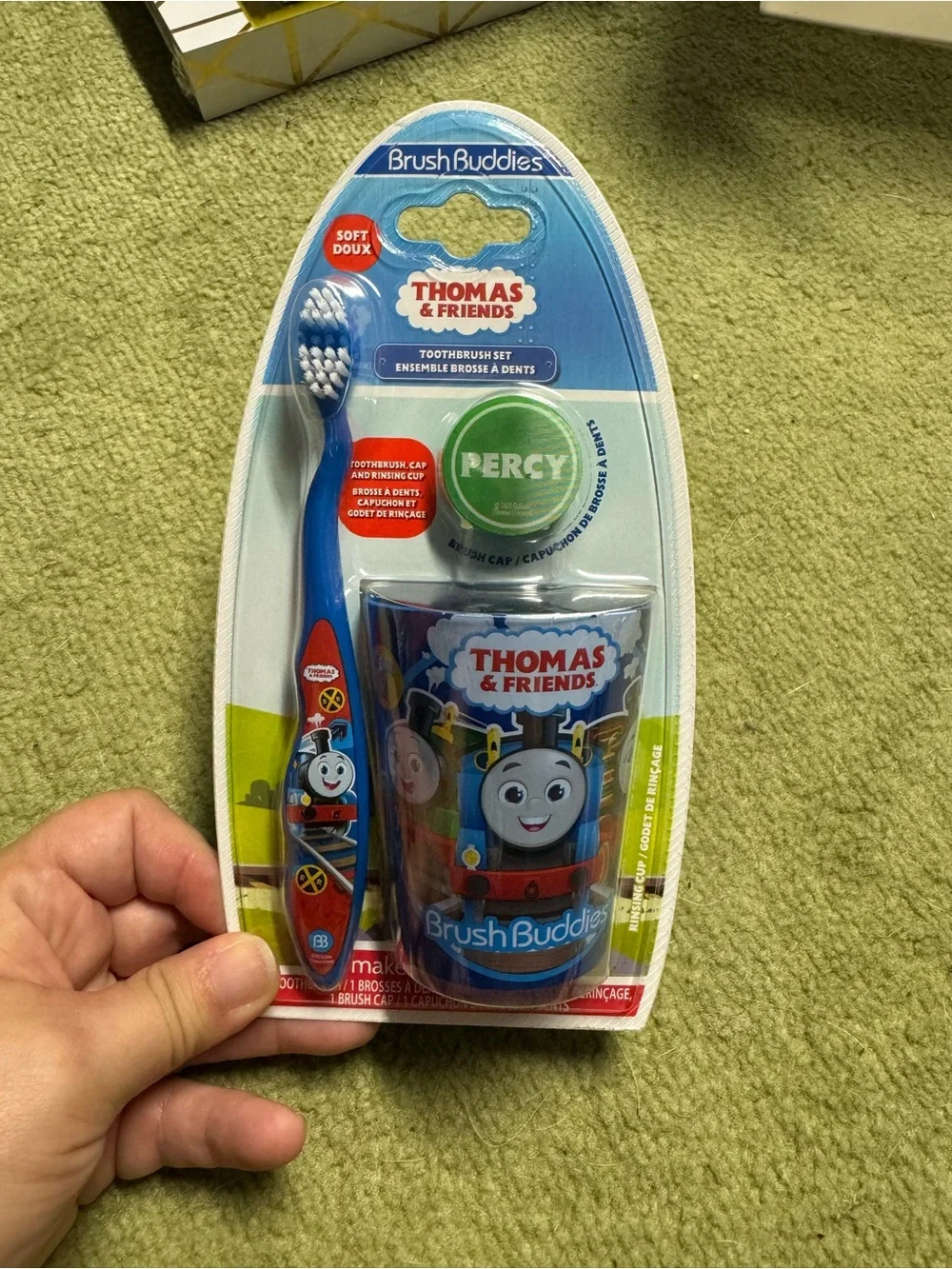 Thomas & Friends Blue Kids Toothbrush Set with Percy Rinse Cap and Cup